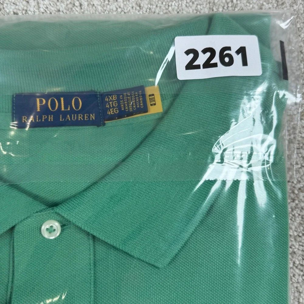 NEW Polo Ralph Lauren Mens 4XB Green Short Sleeve Pique Cotton Pony Polo Shirt